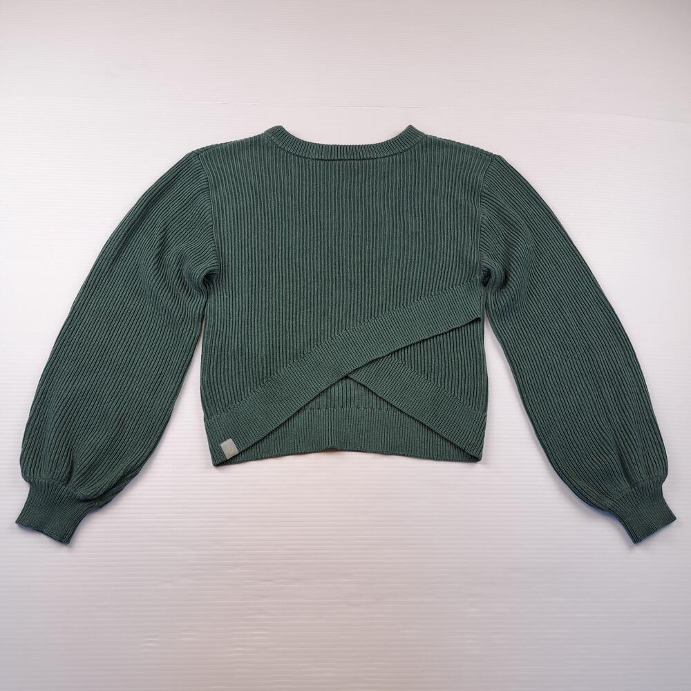 Lululemon Sweater Womens 0 Green Ribbed Reversible Crossover Balloon Pullover